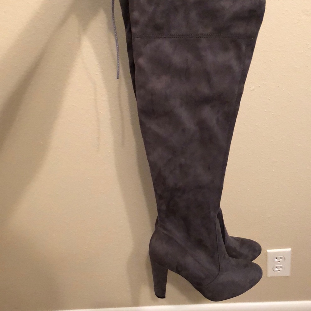 Gray over the knee boots
